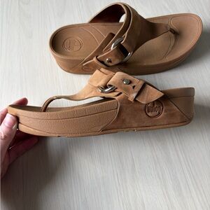 FitFlop Tan Sandals with Buckle Detail